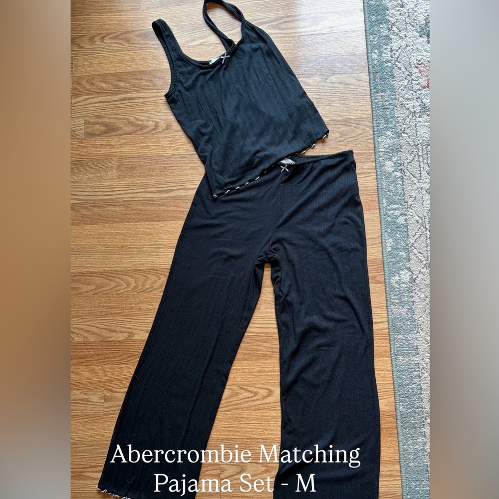 Abercrombie & Fitch Black Ribbed Lounge Pants - Women's Sleepwear